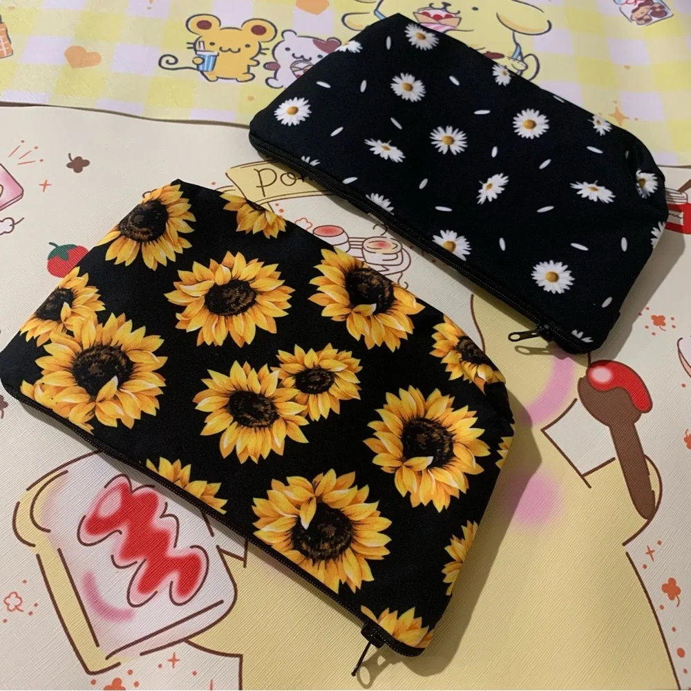 2 Floral Print Zip Cosmetic Pouches